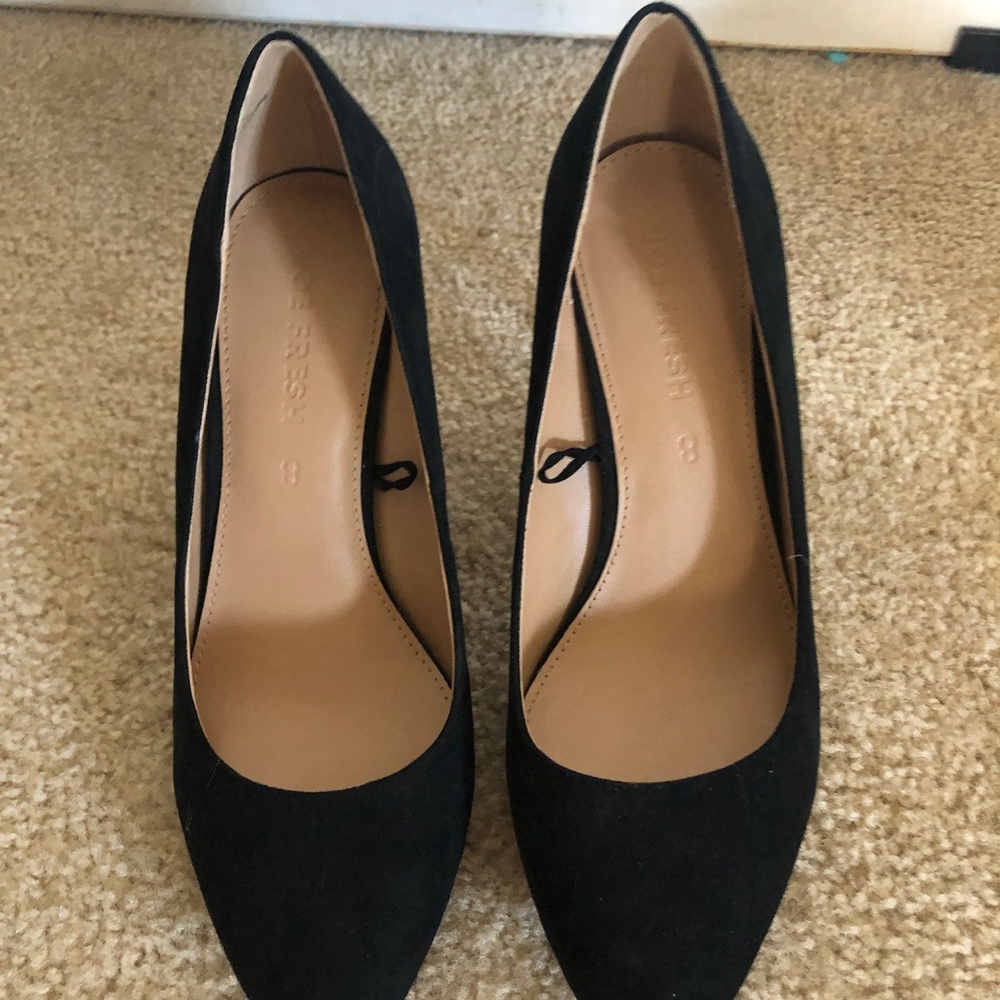 Black suede high heels